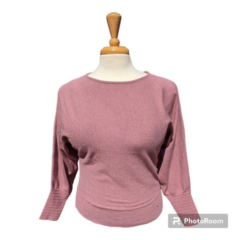 Boatneck Sweater In Dusty Pink Mauve Size M